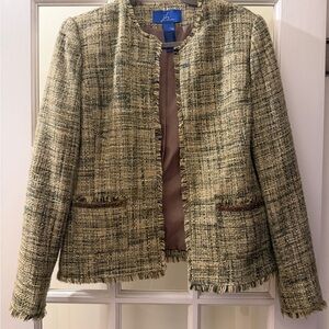 JH Collectibles Textured Tweed Blazer in Cream and Brown